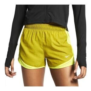 Nike | Size L Dri Fit Running Shorts Neon Yellow Blue and White Stripe